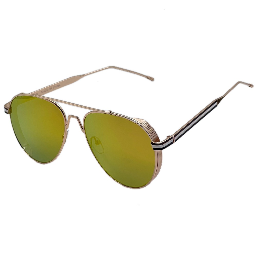 Fashion Sunglasses Gold Orange Mirrored Lens Retro Beach Street Wear Round Gafas